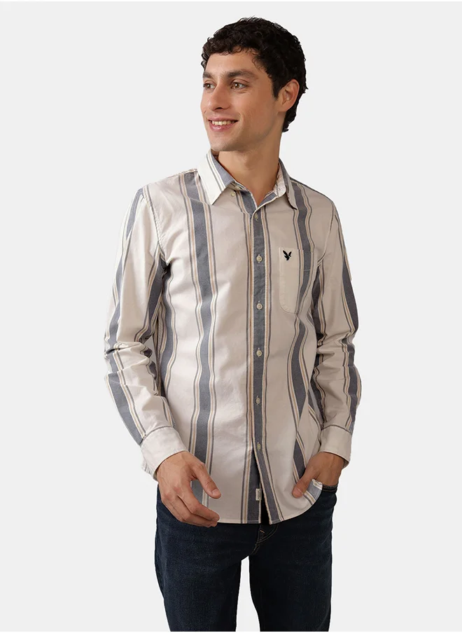 امريكان ايجل AE Striped Slim Fit Oxford Button-Up Shirt