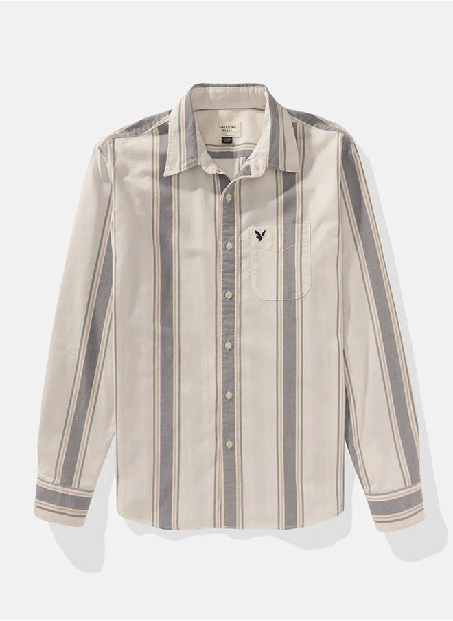 امريكان ايجل AE Striped Slim Fit Oxford Button-Up Shirt
