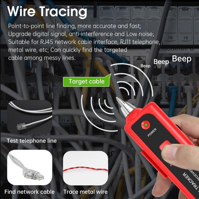 COOLCOLD LAN Tester & RJ45 Crimping Tool Kit – Network Cable Tester for RJ11/RJ45 CAT5/5e/6/7 Ethernet, Line Finder for Open/Short Circuit | Pass Through Crimp Tool 6P 8P STP/UTP (Multi-Color) - Image 4
