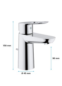Grohe GROHE BauLoop Single Lever Basin Mixer | S-Size | With Plastic Pop-Up Waste Set | Water Saving Bathroom Tap | Bathroom Fixtures | Chrome | 23335000  - Image 5