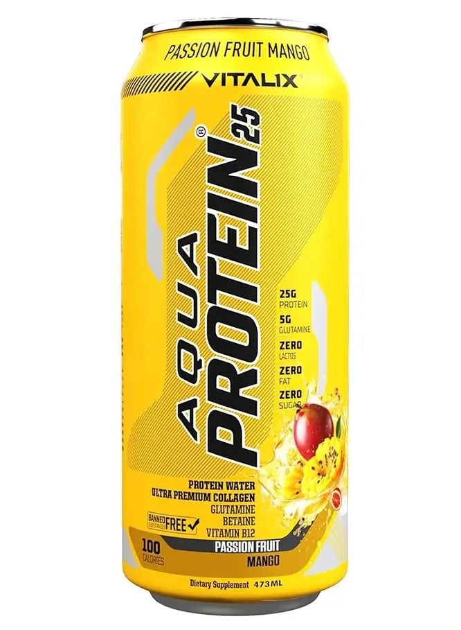 فيتاليكس أكوا بروتين 25 بنكهة فاكهة الباشن مانجو 473 مل عبوة من 12 قطعة - Image 2