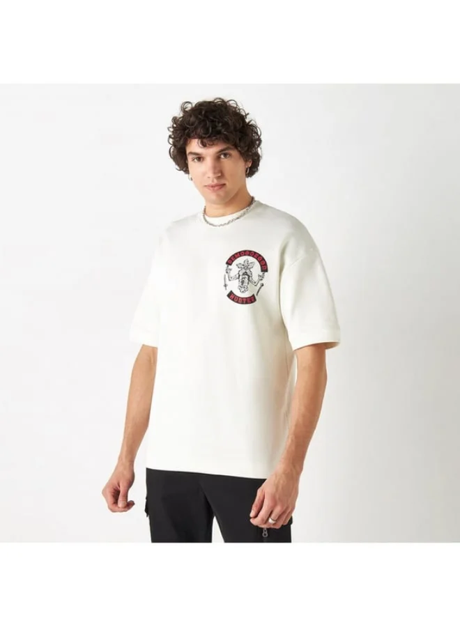 SP Characters Stranger Things Slogan Print T-shirt with Crew Neck and Short Sleeves