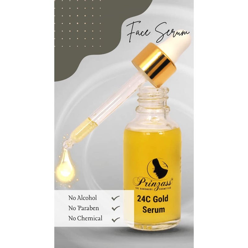 Prinzass The Handmade Cosmetics Prinzass 24K Gold Face Serum for glowing skin Natural Essence 24K Liquid Gold Radiance Boosting Serum  Face Serum for Glowing Skin 30ml  30 ML  - Image 3