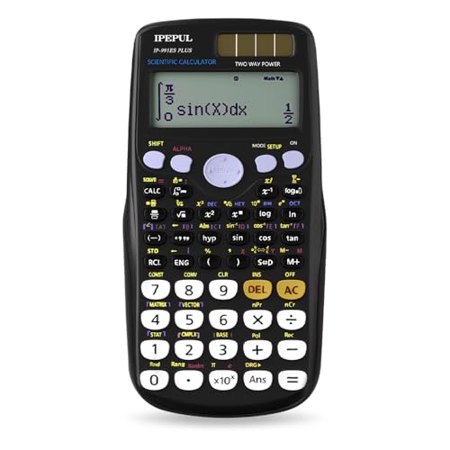 iPepul Scientific Calculators, IPepul Math Calculator with 417 Function, Solar Battery Power and 4-Lines Display, School Supplies for Middle High College Students Teachers (Black) - Image 1