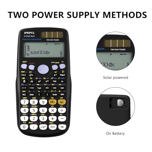 iPepul Scientific Calculators, IPepul Math Calculator with 417 Function, Solar Battery Power and 4-Lines Display, School Supplies for Middle High College Students Teachers (Black) - Image 3