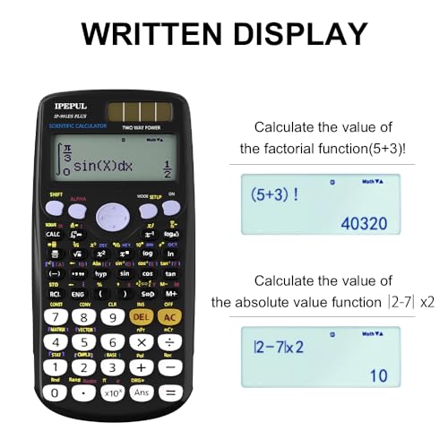 iPepul Scientific Calculators, IPepul Math Calculator with 417 Function, Solar Battery Power and 4-Lines Display, School Supplies for Middle High College Students Teachers (Black) - Image 4