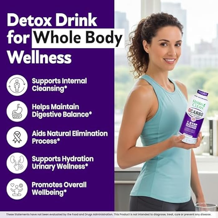 Herbal Clean Qcarbo32 Same Day Detox Cleanse Drink (32 fl oz) - Grape Flavor Full Body Cleanse* Detox Drink for high Toxin Level*, Vitamin B2 and Vitamin B12 for Men & Women - Image 4
