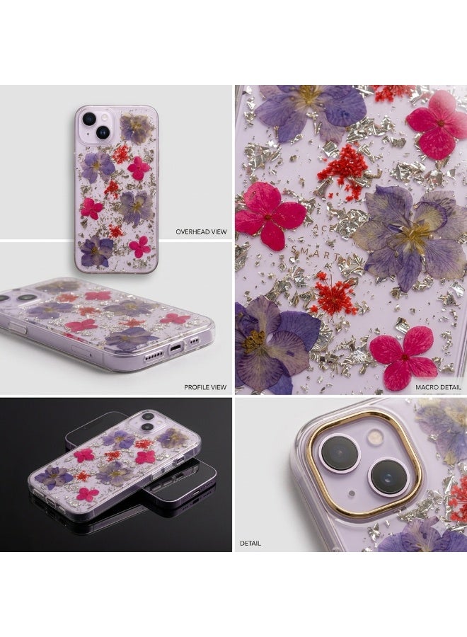 أتش أم سي غطاء حماية مصنوع يدويًا من الزهور الطبيعية ورقائق الفضة لهاتف iPhone 14 Plus/Max - Image 2