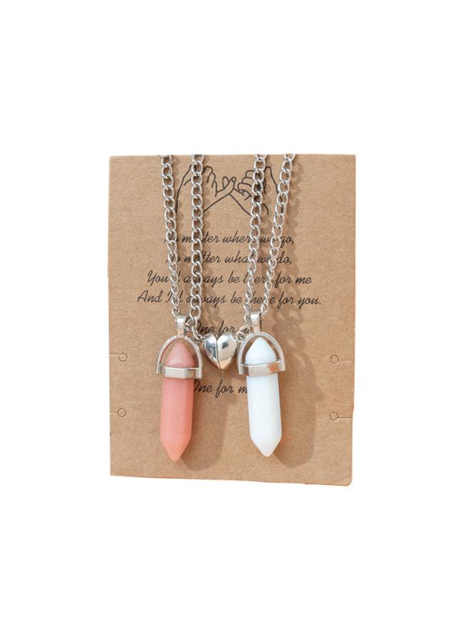 European And American New Hexagon Pendant Necklace Couple Magnetic Necklace Natural Stone Crystal Quartz Pendant Necklace Jewelry