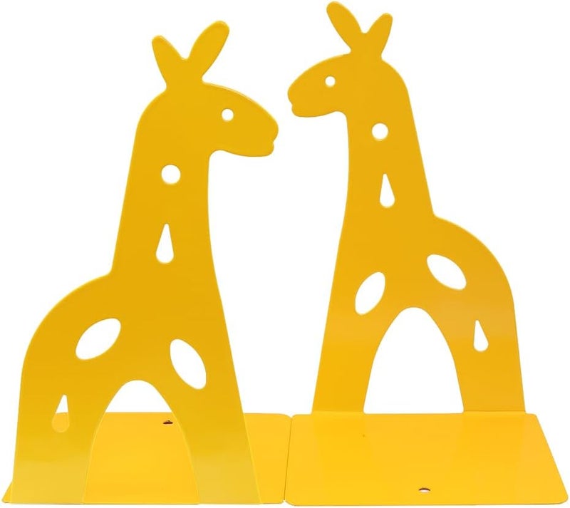 Winterworm Yellow Giraffe Bookends Cute Metal Book Ends Decorative Bookends Animal Style Book Holder Journal Book Organizer CD Holder Home Office Bookends for Back to School Student Birthday Kids Gifts - Image 4