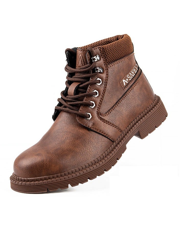 NIBEMINENT Safety Work Shoes For Men Anti-smash Steel Toe Industrial Work Boots Male Footwear Indestructible Men Construction Work Shoes