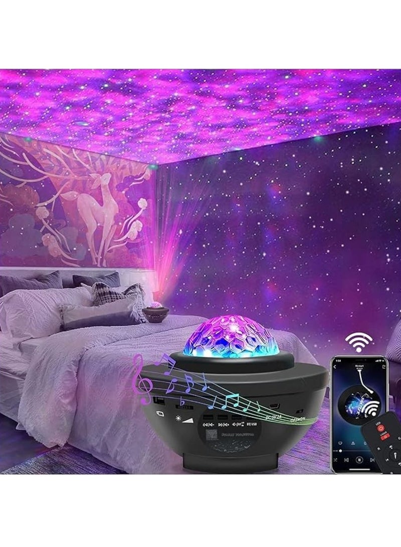 UREVO Galaxy Star Projector 3 in 1 Night Light, 10 Color Bluetooth Night Lamp with Timer Remote and Chargeable, Bedroom Living Room Decor Kids Night Light - Image 1