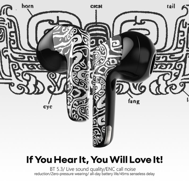 SABBAT Wireless Earbuds BT5.3 Earphone Lightweight and Ergonomic Design Semi-In-Ear Stereo Noise Cancelling Long Endurance Suitable for All Ear Types - Image 4