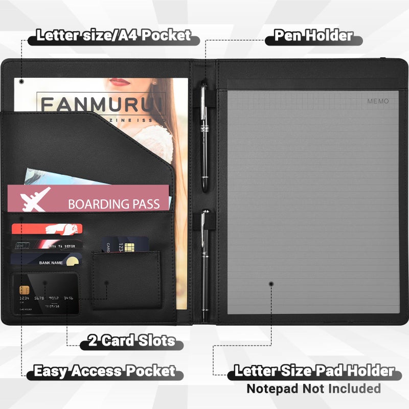 Pacific Mailer Padfolio with Clipboard Pacific Mailer Clipboard Notebook Resume Portfolio Folder Legal Document Organizer Legal Pad Holder for Interview School Business Office Conference - Image 2