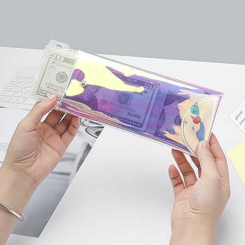 Mogoostry Clear Rainbow Wallet Set With Cash Envelopes, PVC Money Holder, 6PCS Divider, Pocket and Tab Stickers for Bill Planner and Money Organizer - Image 4