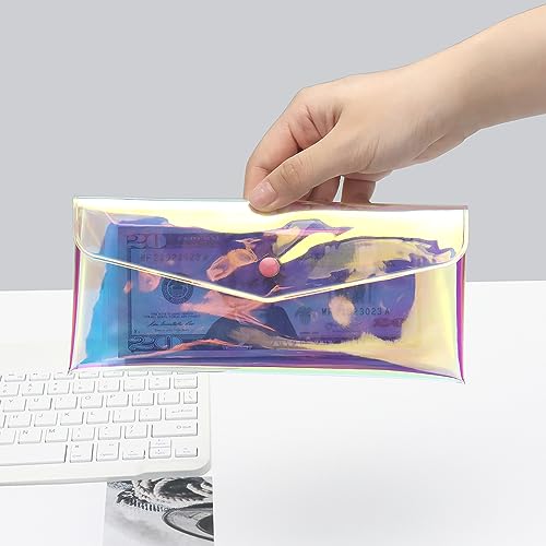 Mogoostry Clear Rainbow Wallet Set With Cash Envelopes, PVC Money Holder, 6PCS Divider, Pocket and Tab Stickers for Bill Planner and Money Organizer - Image 3