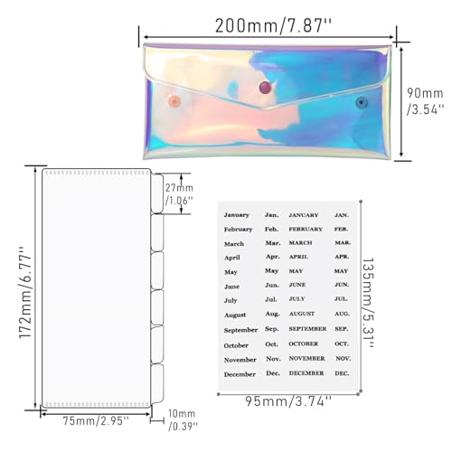 Mogoostry Clear Rainbow Wallet Set With Cash Envelopes, PVC Money Holder, 6PCS Divider, Pocket and Tab Stickers for Bill Planner and Money Organizer - Image 2