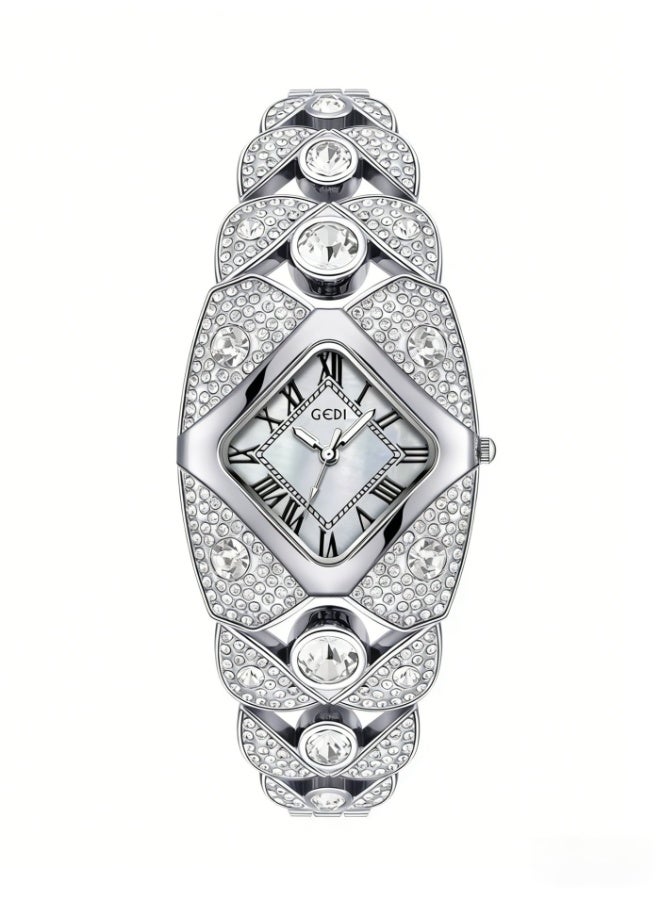 GEDI Luxury Crystal Women Watch – Perfect Gift for Ladies, Silver Elegant Wristwatch for Birthday Anniversary & Special Occasions - Image 1