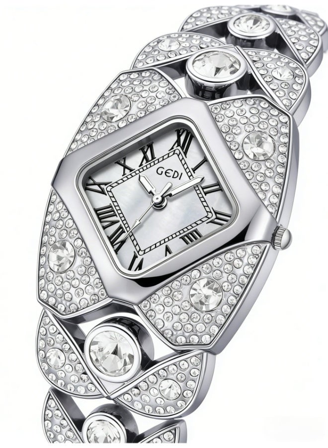GEDI Luxury Crystal Women Watch – Perfect Gift for Ladies, Silver Elegant Wristwatch for Birthday Anniversary & Special Occasions - Image 2