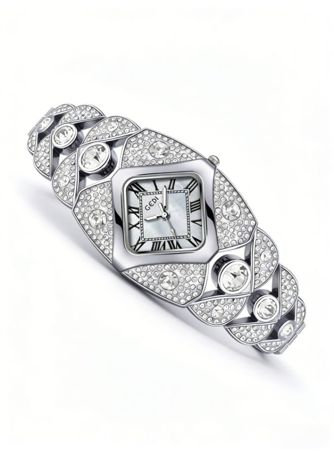 GEDI Luxury Crystal Women Watch – Perfect Gift for Ladies, Silver Elegant Wristwatch for Birthday Anniversary & Special Occasions - Image 3