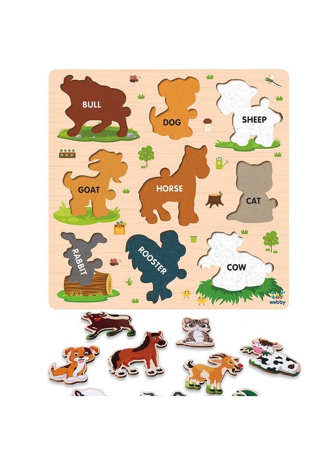 Webby Wooden Farm Animals Montessori Educational Pre-School Puzzle Board Toy For Boys And Girls, Kid - Image 4