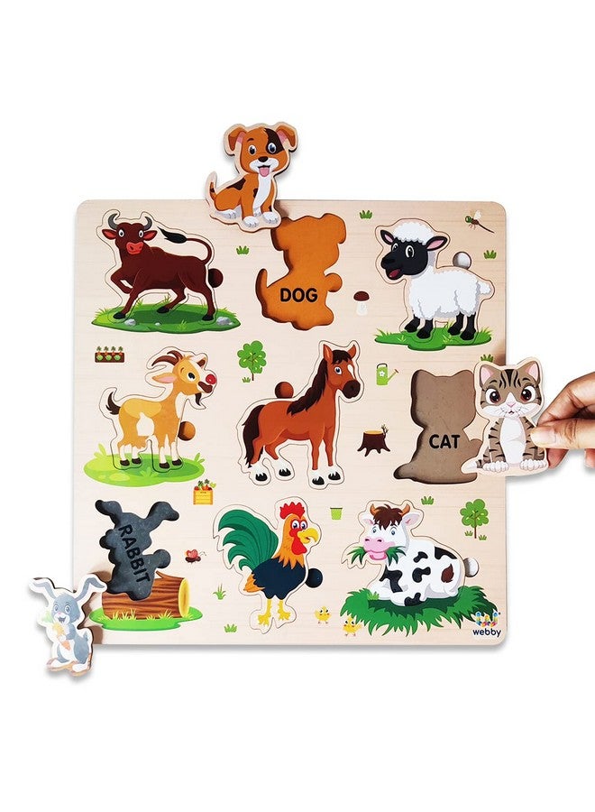 Webby Wooden Farm Animals Montessori Educational Pre-School Puzzle Board Toy For Boys And Girls, Kid - Image 3