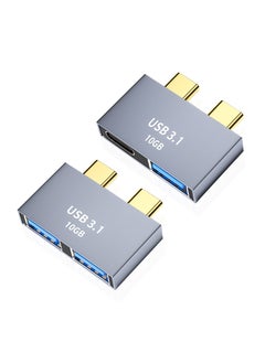 USB C Adapter fit for MacBook, Thunderbolt 3 to Dual USB 3.1 Hub, Type C to USB C and USB A Extender Support PD 100W 10Gbps Compatible with MacBook Pro or Air, USB C Adapter fit for MacBook ,2 Pack