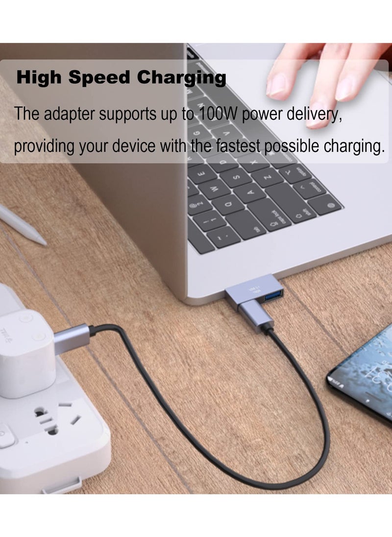 SYOSI - USB C Adapter fit for MacBook, Thunderbolt 3 to Dual USB 3.1 Hub, Type C to USB C and USB A Extender Support PD 100W 10Gbps Compatible with MacBook Pro or Air, USB C Adapter fit for MacBook ,2 Pack - Image 1