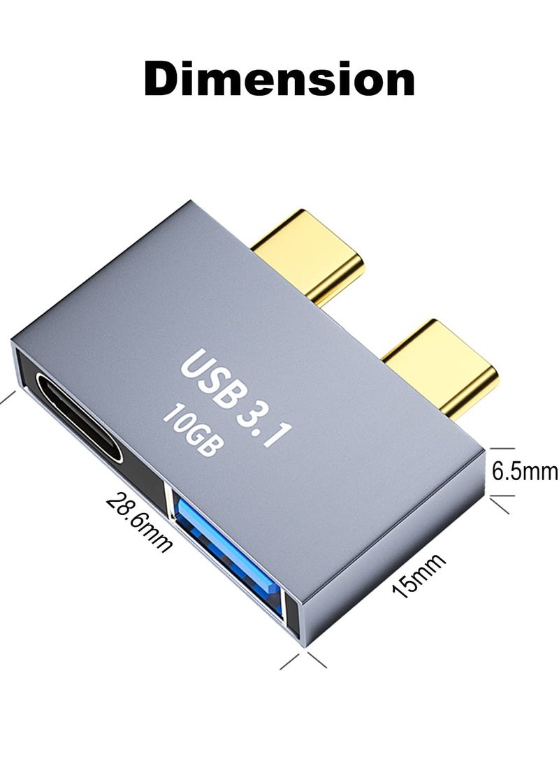 SYOSI - USB C Adapter fit for MacBook, Thunderbolt 3 to Dual USB 3.1 Hub, Type C to USB C and USB A Extender Support PD 100W 10Gbps Compatible with MacBook Pro or Air, USB C Adapter fit for MacBook ,2 Pack - Image 1