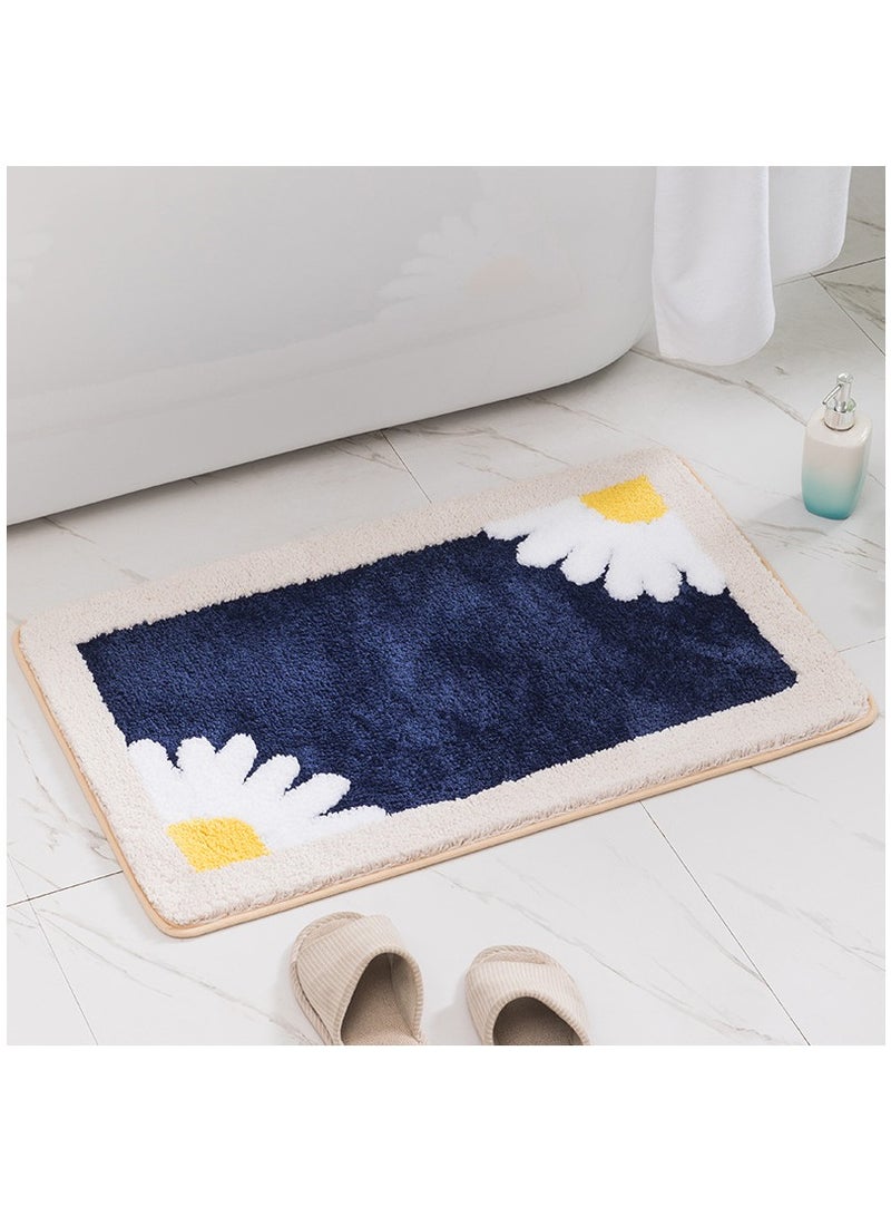 Bluejw Daisy Bath Mat Non-Slip Soft Adorable Boho Floral Bath Rugs Machine Washable Bathtub Mat Water Absorbent Plush Shaggy Carpet Thick Bathroom Kitchen Floor Microfiber Doormat 50x80cm - Image 2