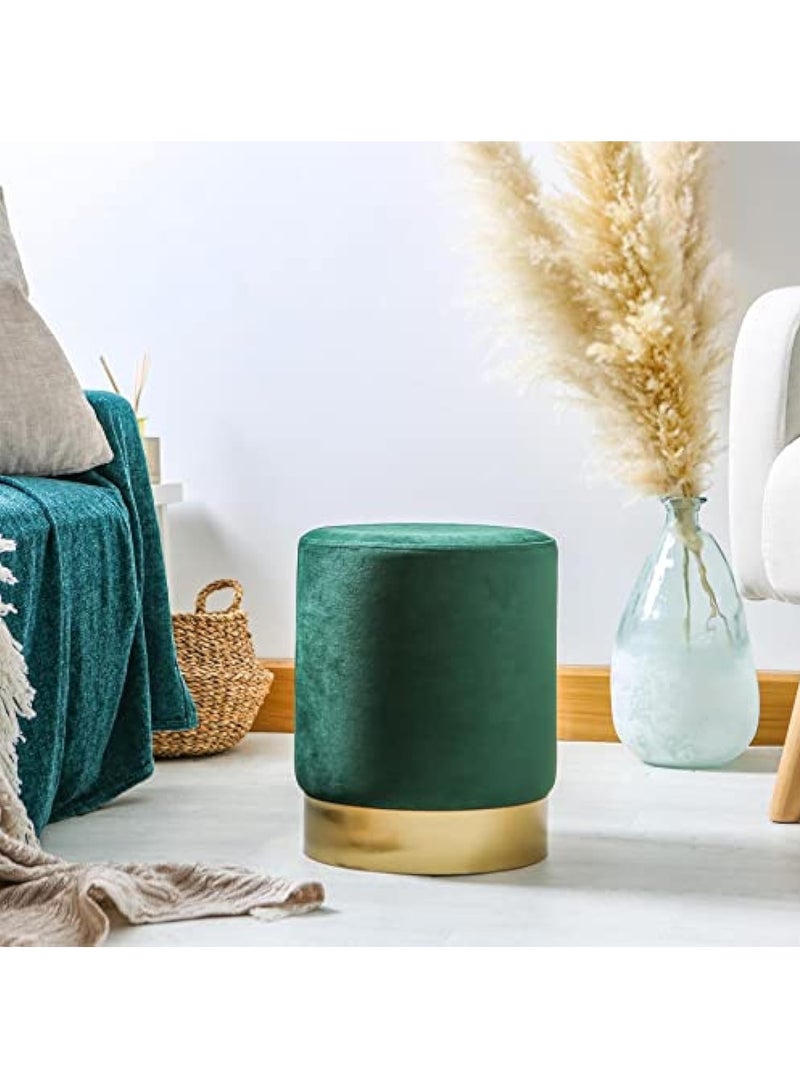 MAPLE HOME DECORATION Maple Home Modern Round Ottoman Accent multifunctional Gold Plating Base Velvet Upholstered Footrest Mushroom Stool Soft Padded Seat Vanity Chairs Make-up Living Room Bedroom Patio Furniture  - Image 1