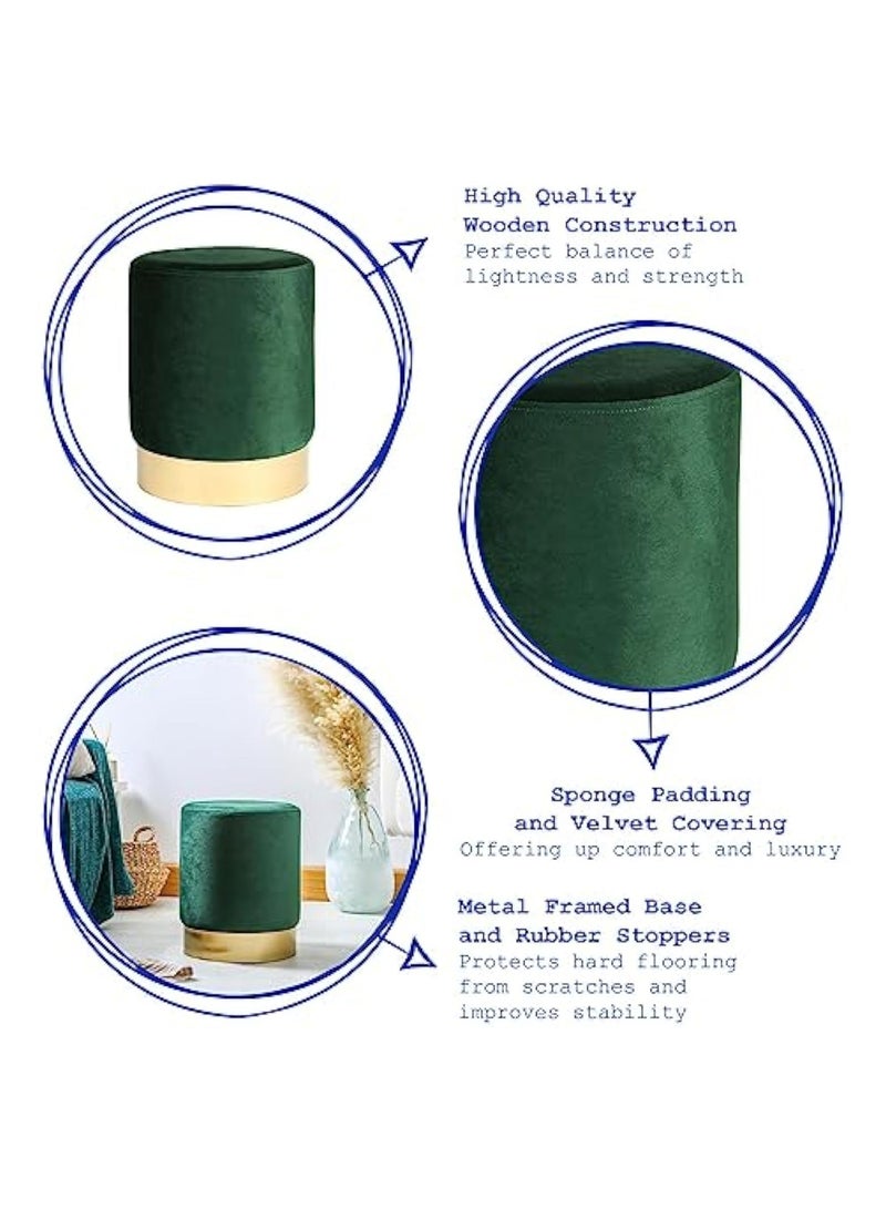 MAPLE HOME DECORATION Maple Home Modern Round Ottoman Accent multifunctional Gold Plating Base Velvet Upholstered Footrest Mushroom Stool Soft Padded Seat Vanity Chairs Make-up Living Room Bedroom Patio Furniture  - Image 5