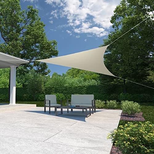 Coolaroo Ready-To-Hang Shade Sail - 90% UV Block Breathable Outdoor Sun Shade with Pre-Attached Ropes for Patios, Gardens & Seasonal Use, 16ft 5in, Triangle, Pebble - Image 2