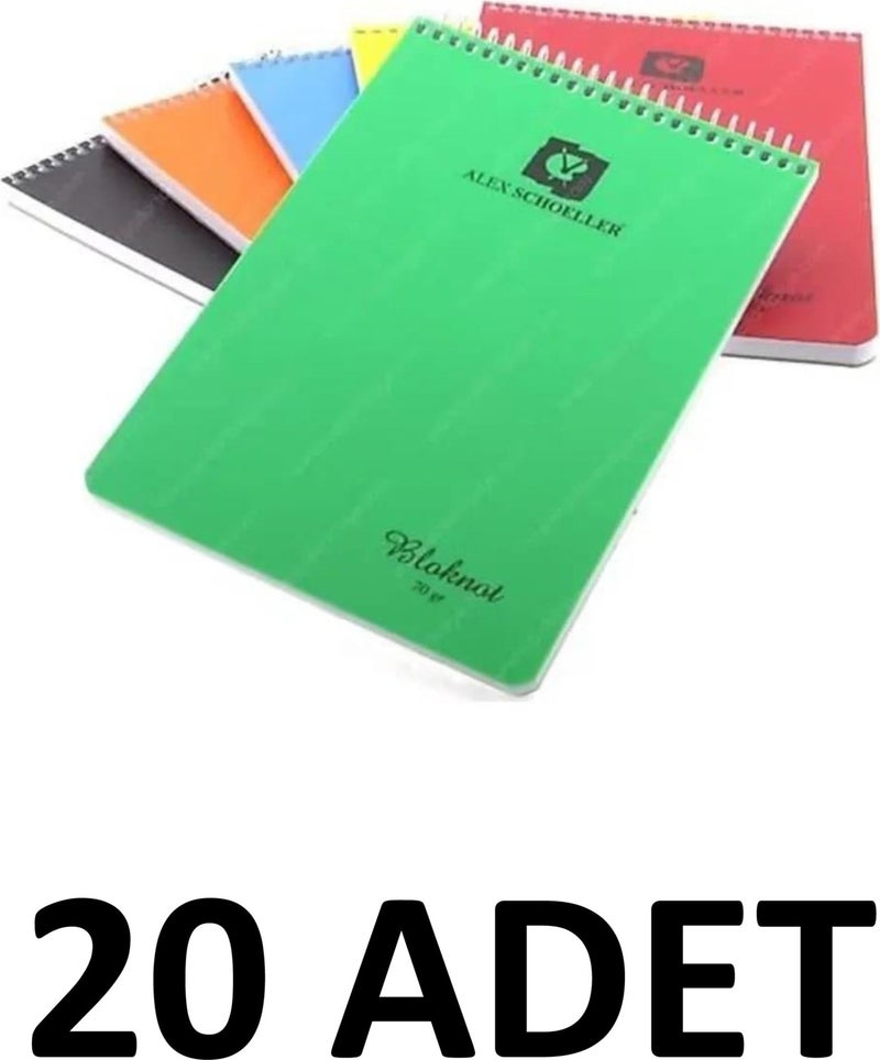 Schoeller Shammer 20 Pieces of Top Spiral Notepad A4 80 Sheets Lined Notebook 70 gr - Image 1
