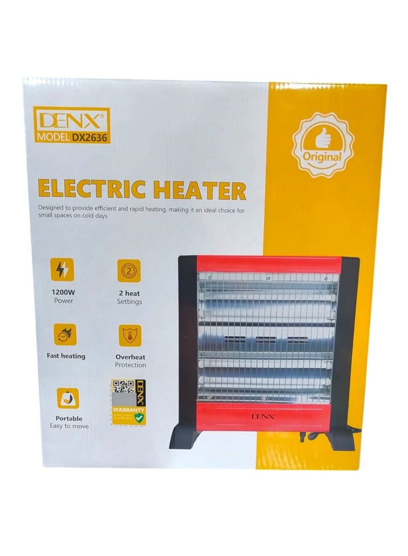 Denx 1200W Electric Heater, Fast Heating, Safe and Easy to Transport DX 2636 - Image 4
