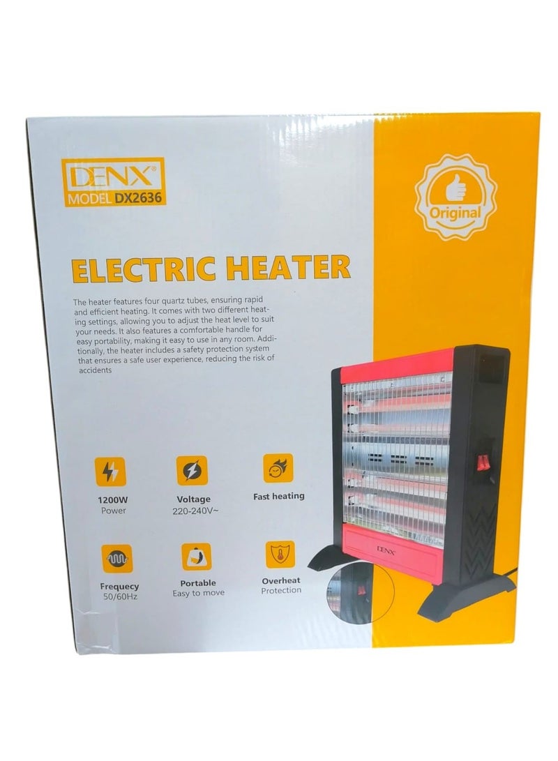 Denx 1200W Electric Heater, Fast Heating, Safe and Easy to Transport DX 2636 - Image 5