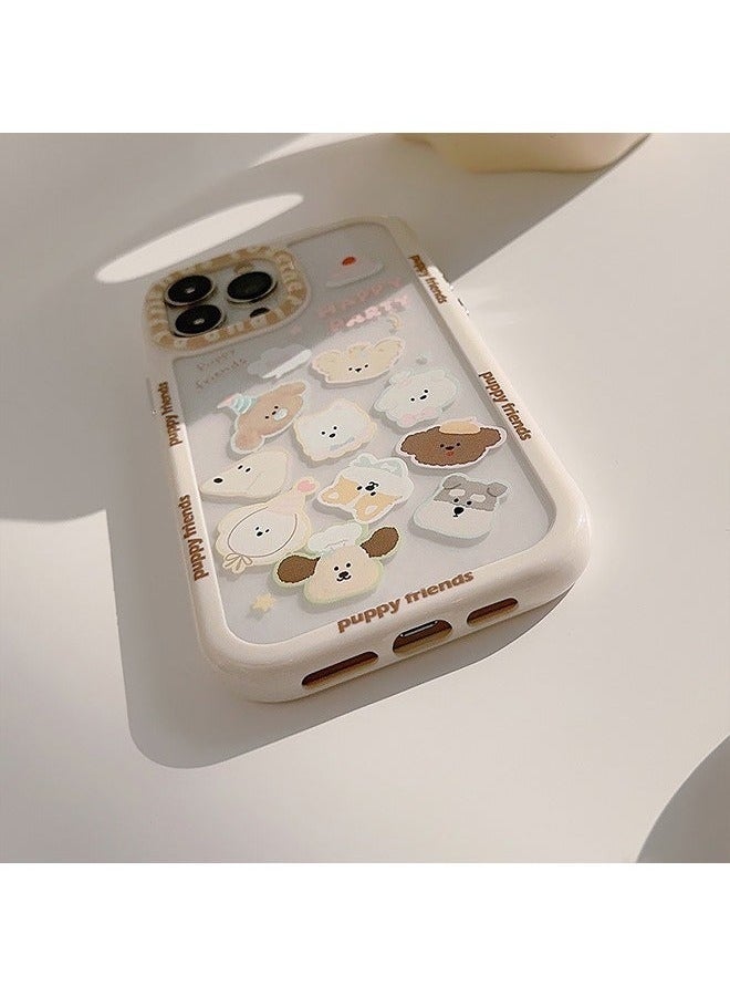 Compatible with iPhone 15 Pro Max Case, White Border and Cute Dogs Pattern Shockproof Case Cover with Lovely Strap Bracelet Chain Girls Women Case for iPhone 15 Pro Max - Image 4