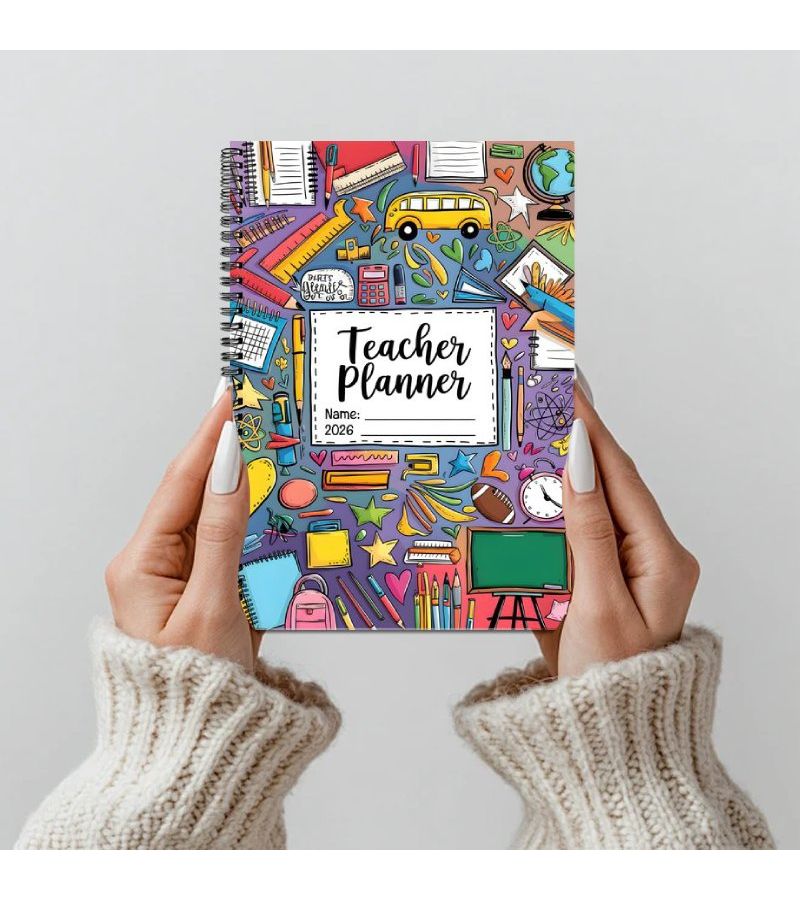 A5 2026 كتاب تخطيط المعلم الداخلي الملون، مخطط للدروس يتضمن جداول شهرية وأسبوعية ويومية، مثالي لإدارة الأنشطة اليومية، مناسب للاستخدام المكتبي والتنظيمي، قطعة واحدة. - Image 2