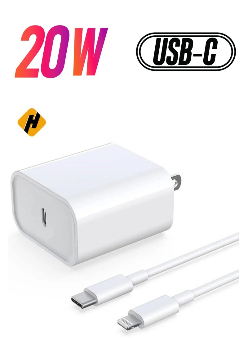 HuHa - iPhone Fast Charger, 20W USB C PD Wall Charger Block Plug with[MFi Certified]6ft Type C to Lightning Cable Quick Charging Data Sync Cord for iPhone14 13 12 11 Pro Max Mini Xs Xr iPad Air - Image 1