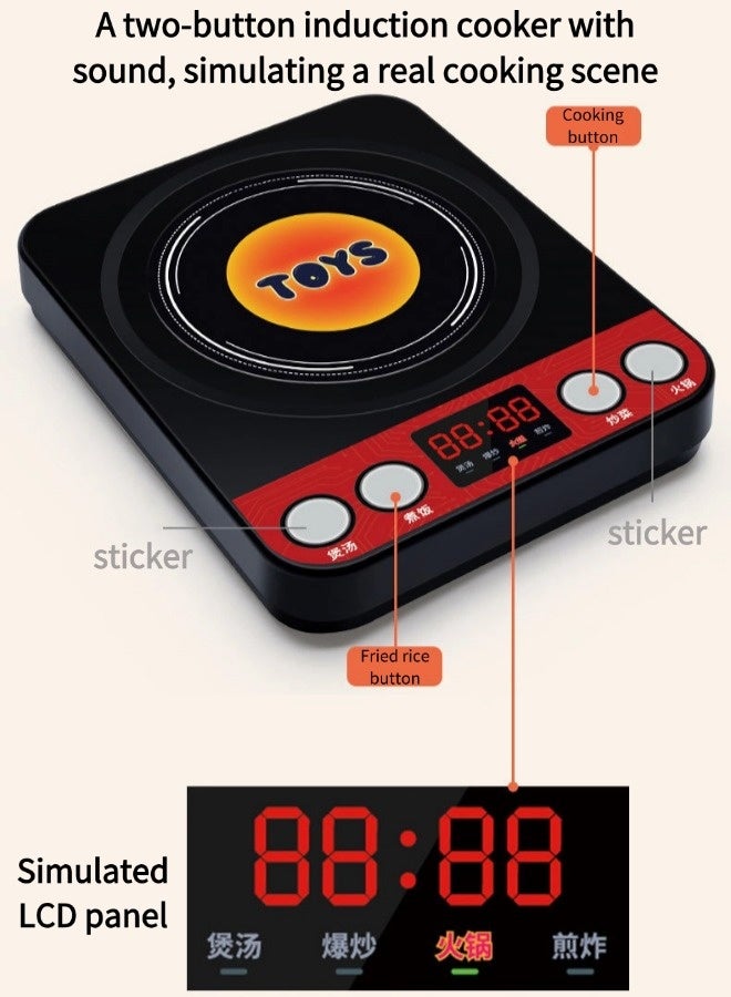 جني ثروة مجموعة ألعاب مطبخ للأطفال مكونة من 86 قطعة مع أدوات مطبخ محاكية وموقد حثي، مجموعة ألعاب تقمص الأدوار للأولاد والبنات، ألعاب تقطيع الفاكهة، ولعبة محاكاة الطبخ - Image 2