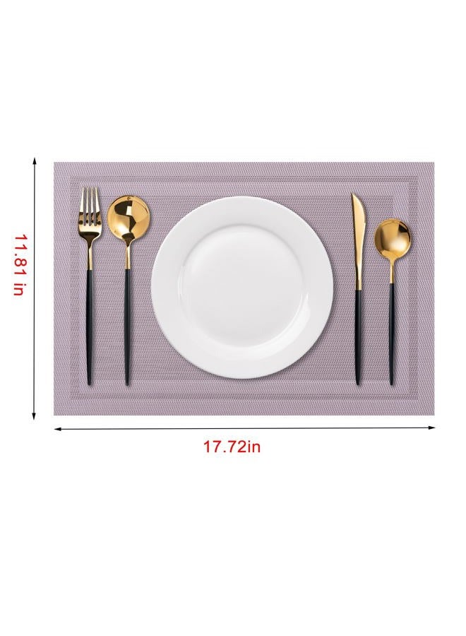 CADONO Placemats Set of 4 Washable Indoor/Outdoor Vinyl Place Mats for Dining Table Durable Non-Slip Heat Resistant PVC Weave Table Mats（Simple Style-Deep Gray） - Image 2