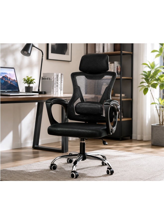 NKX Ergonomic High-Back Mesh Office Chair with Adjustable Headrest & Lumbar Support - Image 1