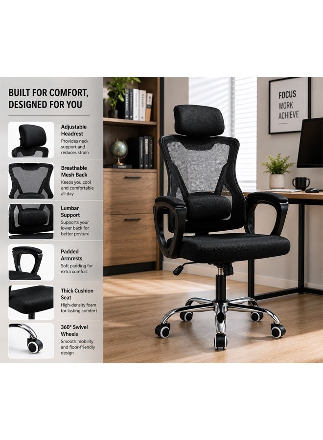 NKX Ergonomic High-Back Mesh Office Chair with Adjustable Headrest & Lumbar Support - Image 5