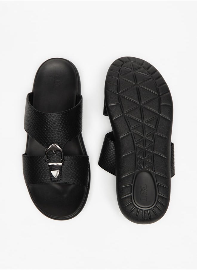 LBL by Shoexpress Men's Textured Slip-On Sandal with Buckle Detail Ramadan Collection  - Image 4