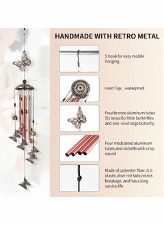 Generic Butterfly Wind Chimes, Wind Chimes for Outside with 4 Aluminum Tubes and 6 Bells  - Image 2