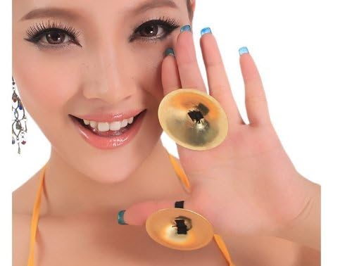 Wowlife 4 Pcs/2 Pairs Professional Belly Dancing Dance Costume Oriental Dance Finger Zills Finger Cymbals for Dancer Evening Party - Image 2