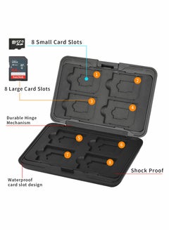 Excefore Micro SD Card Holder Case, Waterproof SD Card Storage Box Memory Card Case Holder Box with 8 Slots Aluminum Shock Resistant Carrying Box Holder for SD SDHC MMC Micro SD TF Cards (Black)  - Image 2