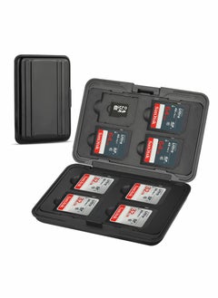 Excefore Micro SD Card Holder Case, Waterproof SD Card Storage Box Memory Card Case Holder Box with 8 Slots Aluminum Shock Resistant Carrying Box Holder for SD SDHC MMC Micro SD TF Cards (Black)  - Image 1