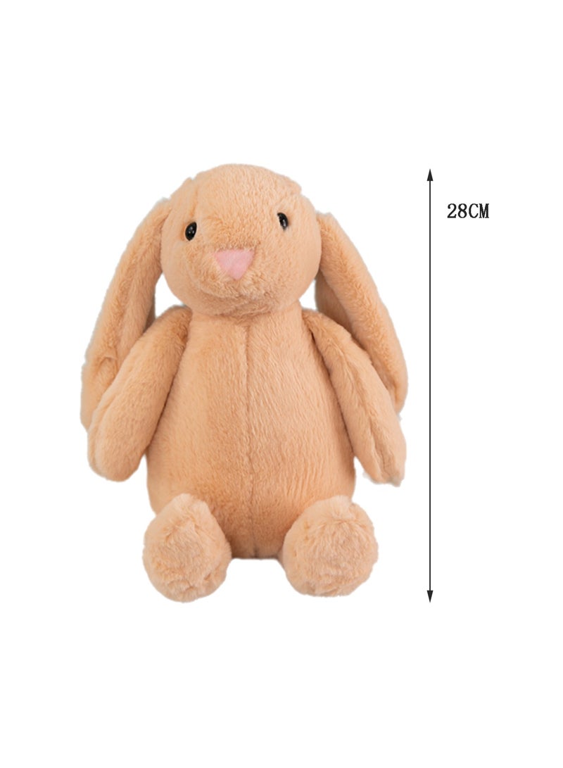 دمية محشوة ناعمة على شكل أرنب لطيف مقاس 28 سم للبنات والأولاد من جميع الأعمار (بني) - Image 2