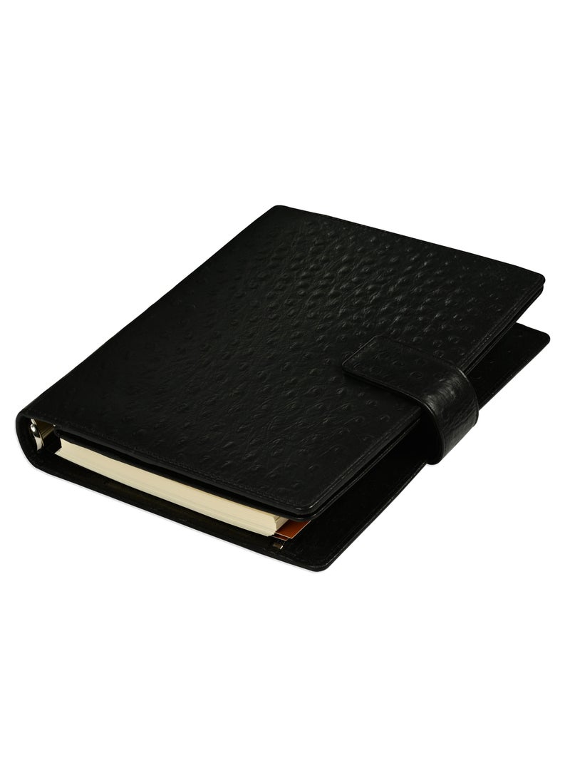 FIS® Leather Organizer "STRUTHIO" and Activity Journal, Size : A5 (14.8 x 21cm), Color : Black_ FSORLO3BK - Image 2